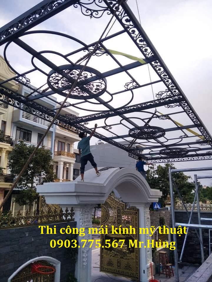 1】Thi công mái kính sắt mỹ thuật ở Long Khánh